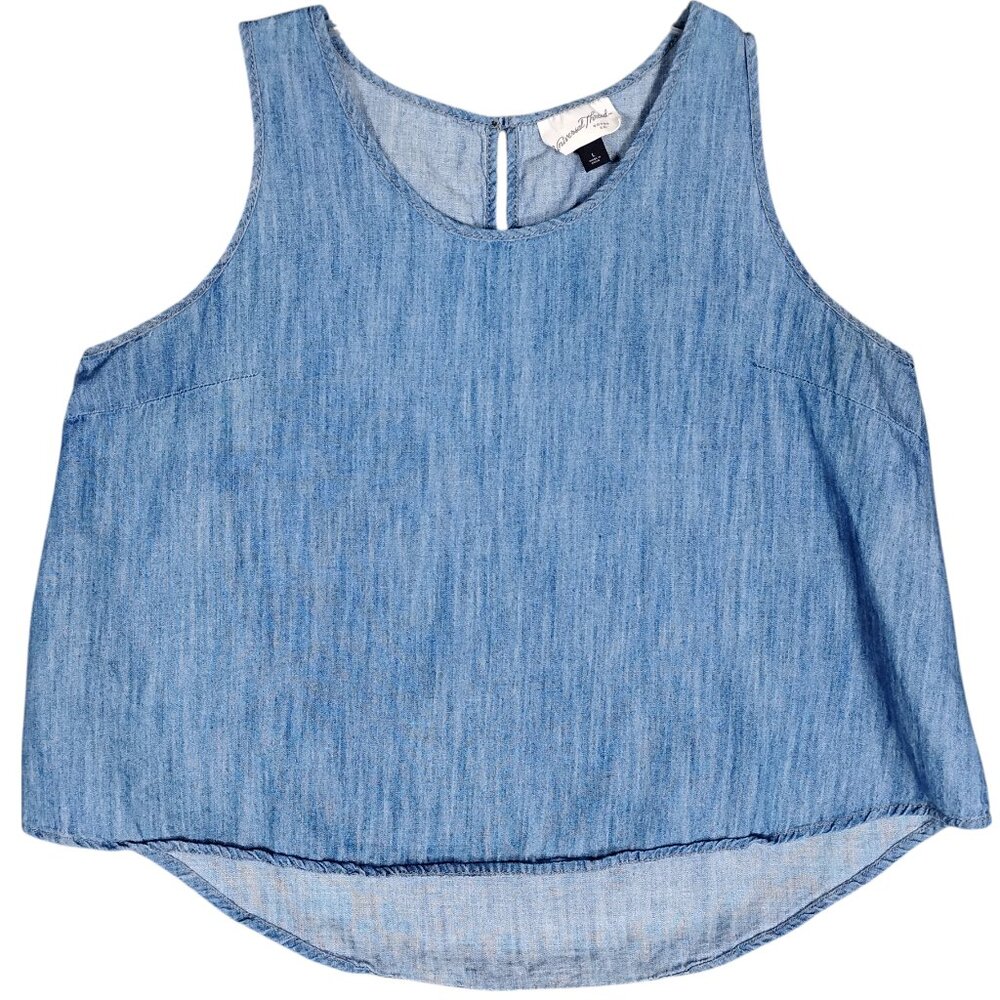 Universal Threads Chambray Top Size Large Blue Sl… - image 3